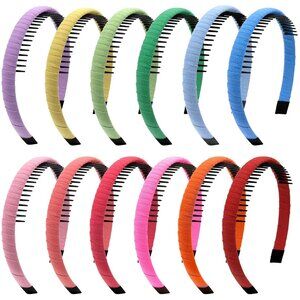 12 Pieces Teeth Comb Headband Non-slip Hair Headband with Teeth Colorful Teeth H